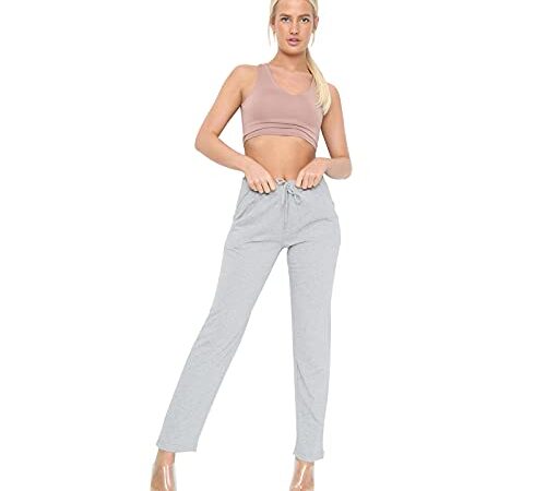 Generation-Gap Pantalones de yoga para mujer, con dobladillo abierto, para correr, entrenamiento y entrenamiento en la parte inferior, gris, L