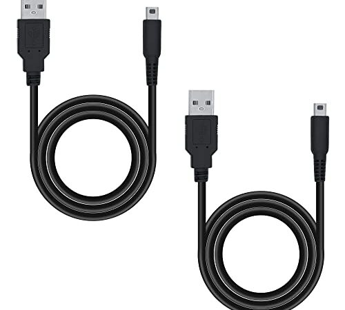 Mcbazel 2Pcs USB Power Charger Cable Cord for Nintendo DSI/ 3DS/ 3DS XL/NEW 3DS / NEW 3DS XL/New 2DS XL/New 2DS/2DS XL/2DS/Dsi XL Black