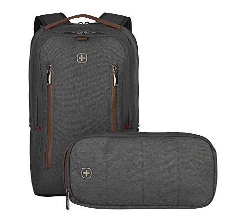 Wenger 606489 City Upgrade 16" 2 - Piece Laptop Backpack, Padded Laptop Compartment and Cross Body Bag in Grey, 15 L