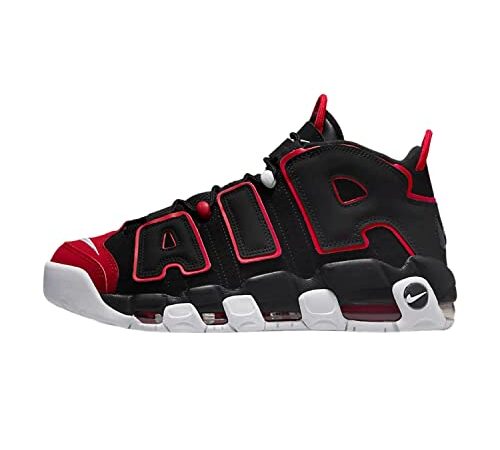 Nike Air More Uptempo '96 - Zapatos para hombre, negro, rojo (Black/Black-university Red), 45 EU