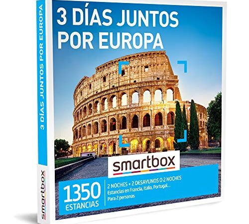 SMARTBOX - Caja Regalo hombre mujer pareja idea de regalo - 3 días juntos por Europa - 1350 estancias en hoteles de 3* y 4*, alojamientos rurales, villas y mucho más en Europa, Standard