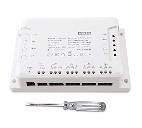 4CH Pro R3 Interruptor Inalámbrico Inteligente WiFi Conmutador de Control Remoto del Temporizador 4 Canales con Operación Inching/Autobloque/Enclavamiento