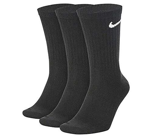 Nike Everyday Lightweight Crew Trainings Socks (3 Pairs), Calcetines Hombre, Negro (black/White), 38–42 (Talla del fabricante: M)