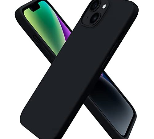 ORNARTO Funda Compatible con iPhone 14 6,1" 2022 Silicona, Protección de Cuerpo Completo,Carcasa de Silicona Líquida Suave Antichoque Case Medianoche