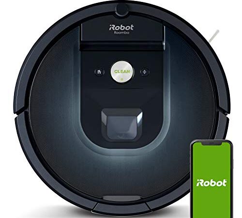 iRobot Robot Aspirador Wi-Fi Roomba 981-2 cepillos Goma multisuperficie - Mascotas -Recarga y reanuda -Sugerencias Personalizadas -Compatible Asistente Voz y Coordinación Imprint -Más Potencia, Azul