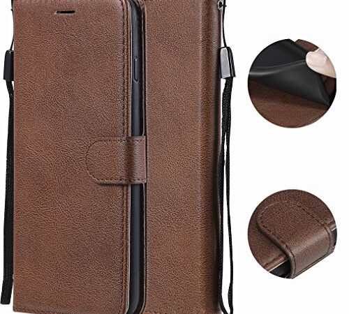 Laybomo Funda para Motorola Moto G6 Plus Carcasa Bolsa Tapa Cuero Billetera Magnética Protector Silicona Suave TPU Flip Cover Funda para Moto G6 Plus Avec Fente pour Carte, Serie Empresarial (Marrón)