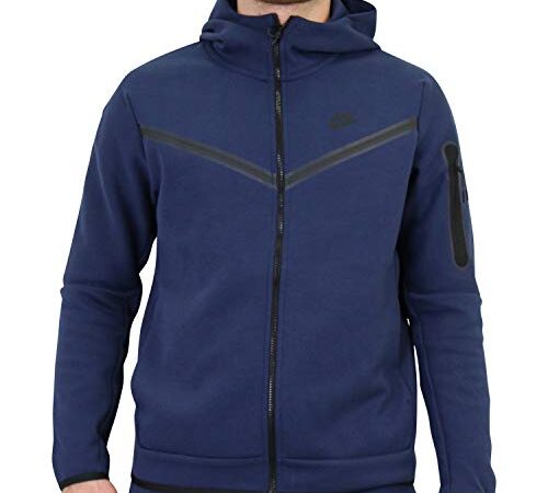 NIKE CU4489-410 M NSW TCH FLC Hoodie FZ WR Sweatshirt Men's Midnight Navy/Black 2XL