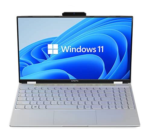 Ordenador Portatil 15.6’’, 16GB RAM DDR4 512GB SSD Intel Celeron N5105, Hasta 2,9 GHz, Laptop 1920x1080 IPS HD, 2 Millón Pixel Magnética Webcam Desmontable, Windows 11 Pro, Española Cubierta Teclado